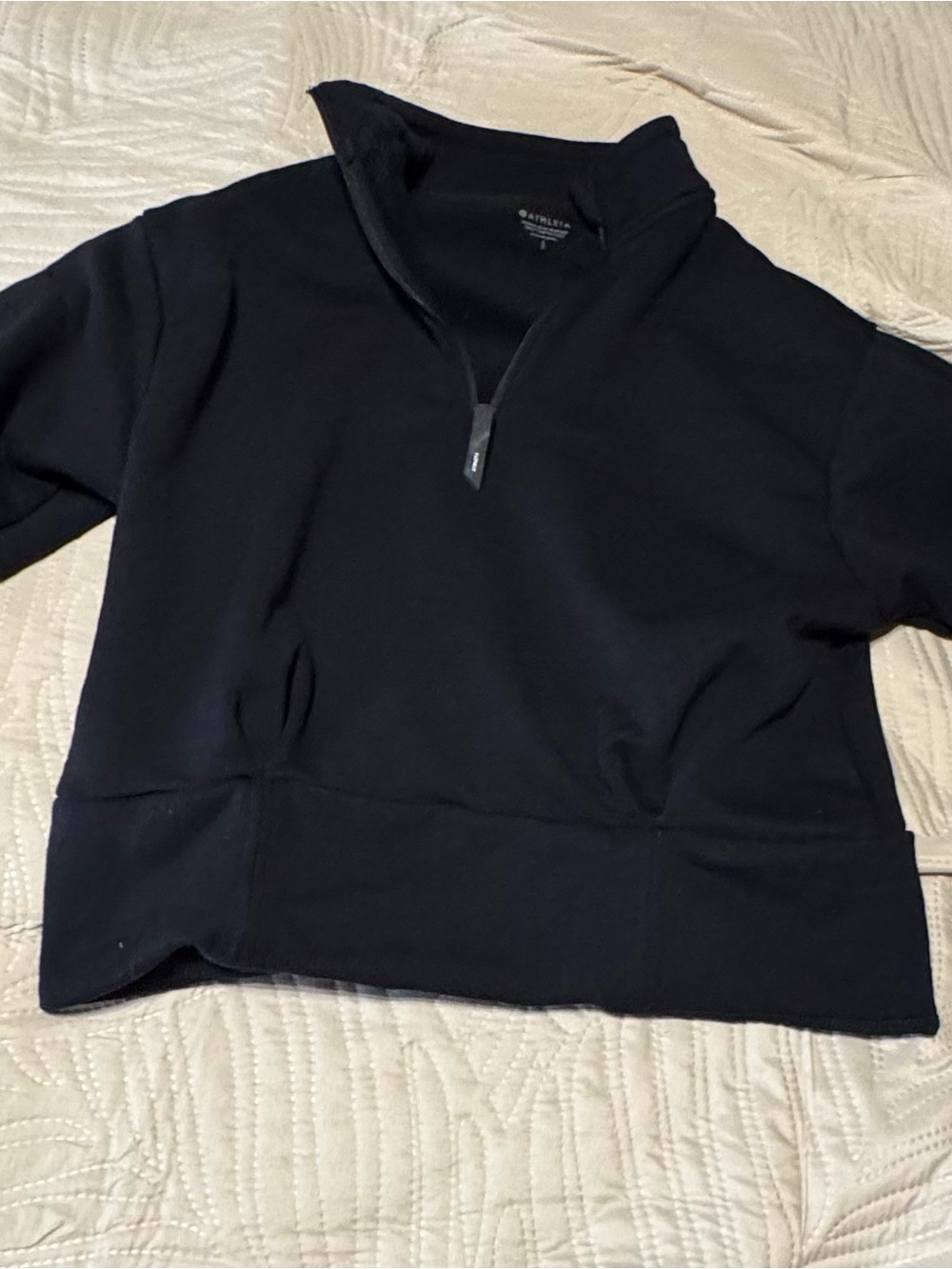 Athleta Quarter-Zip Black color Men’s lite Fleece Sweater Sz Small Petite  -